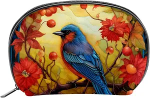 Makeup Bag Organizer,Cosmetic Bags for Women,Flower Birds Autumn Bird,Small Makeup Pouch