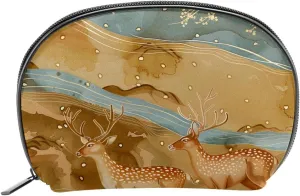 Makeup Bag Organizer,Cosmetic Bags for Women,Flower Forest Deer,Small Makeup Pouch