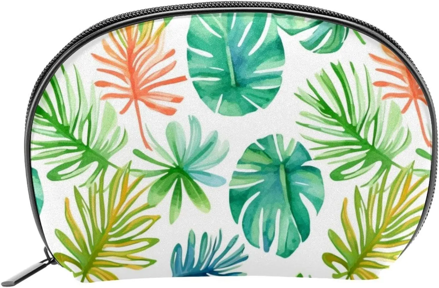 Makeup Bag Organizer,Cosmetic Bags for Women,Tropical Green Palms Leaves,Small Makeup Pouch