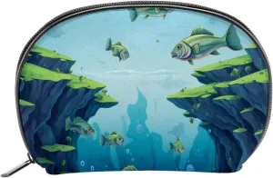 Makeup Bag Organizer,Cosmetic Bags for Women,Water Fish Lotus Leaf,Small Makeup Pouch