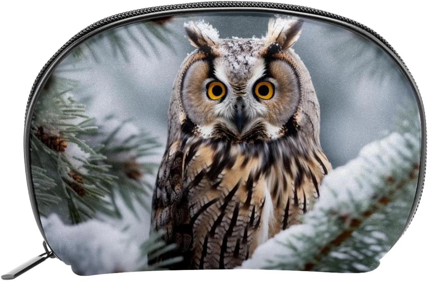 Makeup Bag Organizer,Cosmetic Bags for Women,Winter Snow Tree Owl,Small Makeup Pouch