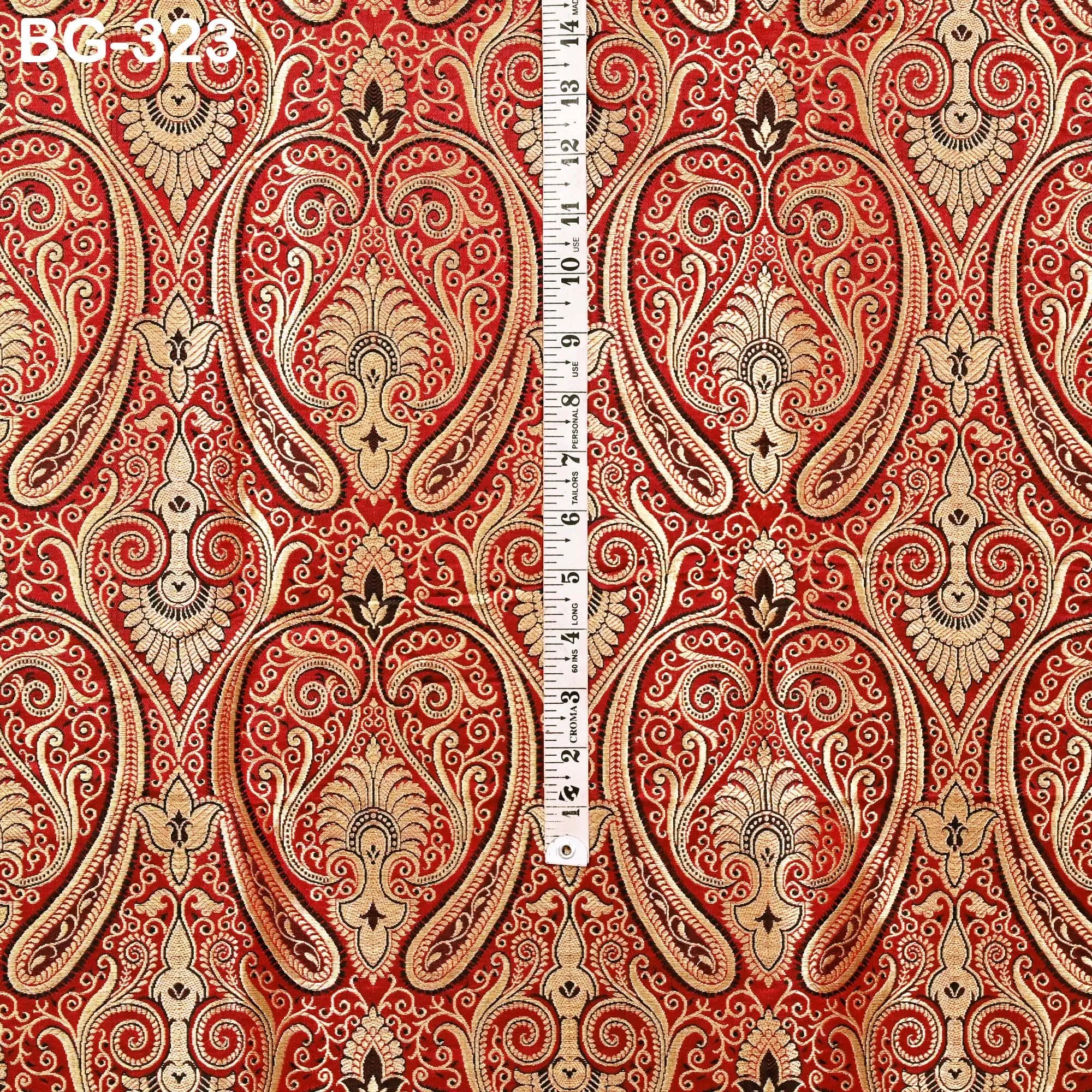 Maroon Gold Brocade Fabric by the yard Indian Blended Silk Wedding Dress Banarasi Vest, Corset Fabric Theatrical Costumes Mid Length Coats