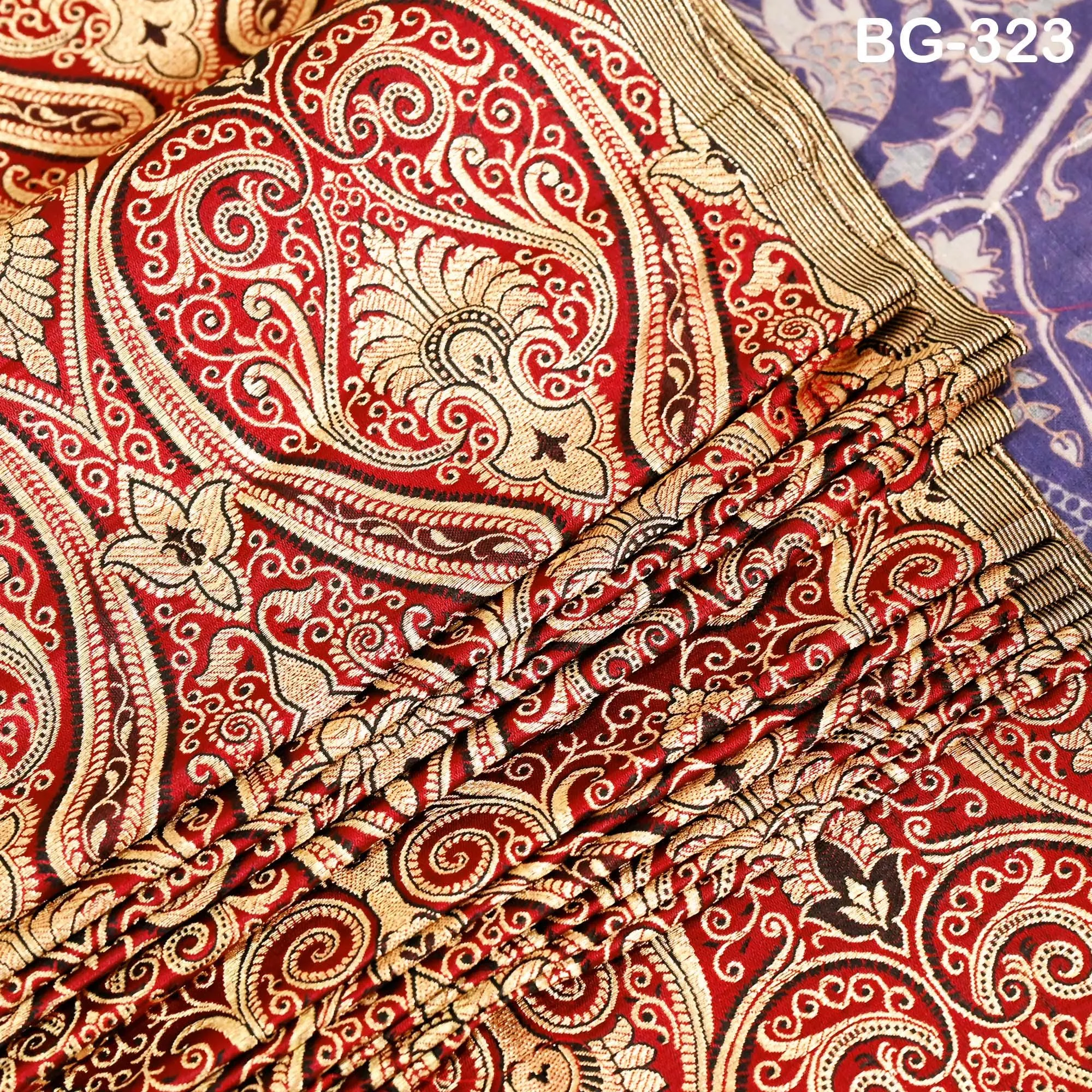 Maroon Gold Brocade Fabric by the yard Indian Blended Silk Wedding Dress Banarasi Vest, Corset Fabric Theatrical Costumes Mid Length Coats