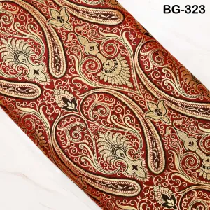 Maroon Gold Brocade Fabric by the yard Indian Blended Silk Wedding Dress Banarasi Vest, Corset Fabric Theatrical Costumes Mid Length Coats
