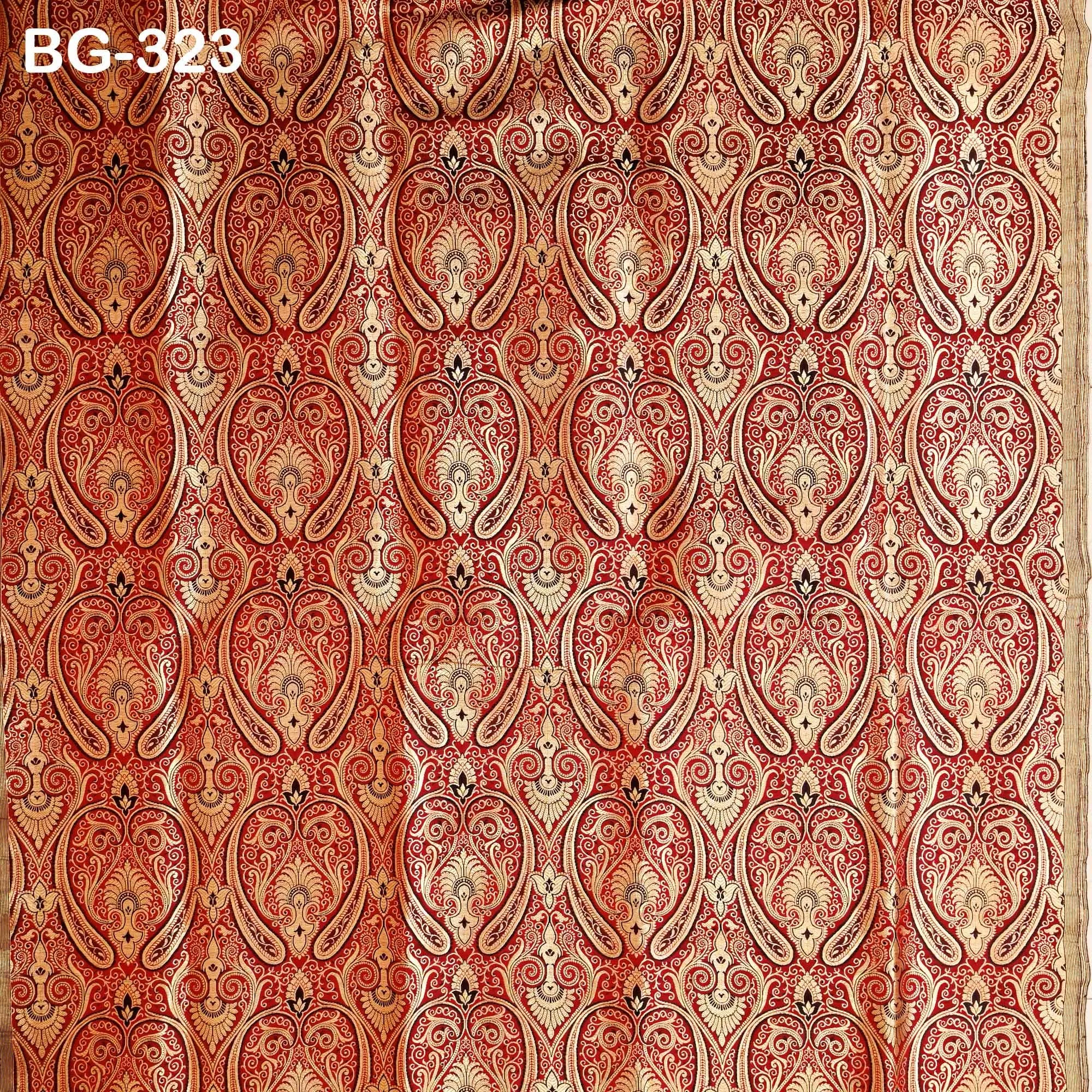 Maroon Gold Brocade Fabric by the yard Indian Blended Silk Wedding Dress Banarasi Vest, Corset Fabric Theatrical Costumes Mid Length Coats