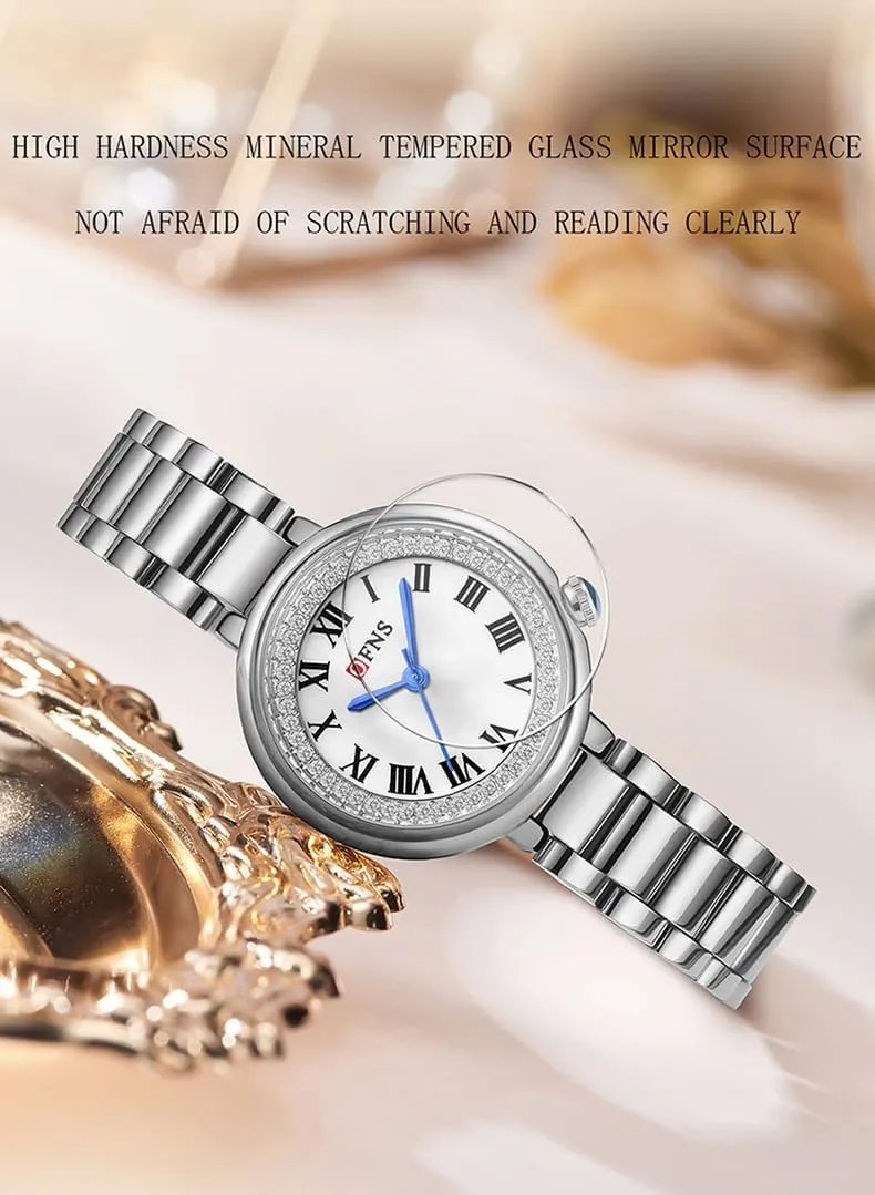 MASTOP Fashionable and Elegant Women’s Watch Classic Business Waterproof Watch with Stainless Steel and Silicone Strap Roman Numeral Vintage Watches for Women