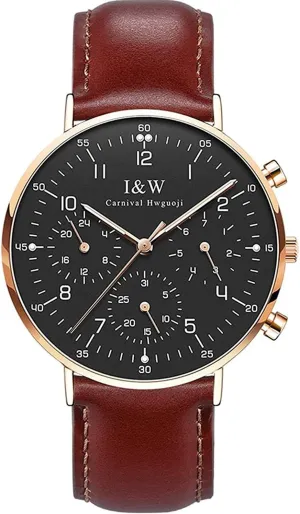 MASTOPMen's Ultrathin case Business Quartz Watch Luminous Analog Sapphire Waterproof Leather Wristwatch