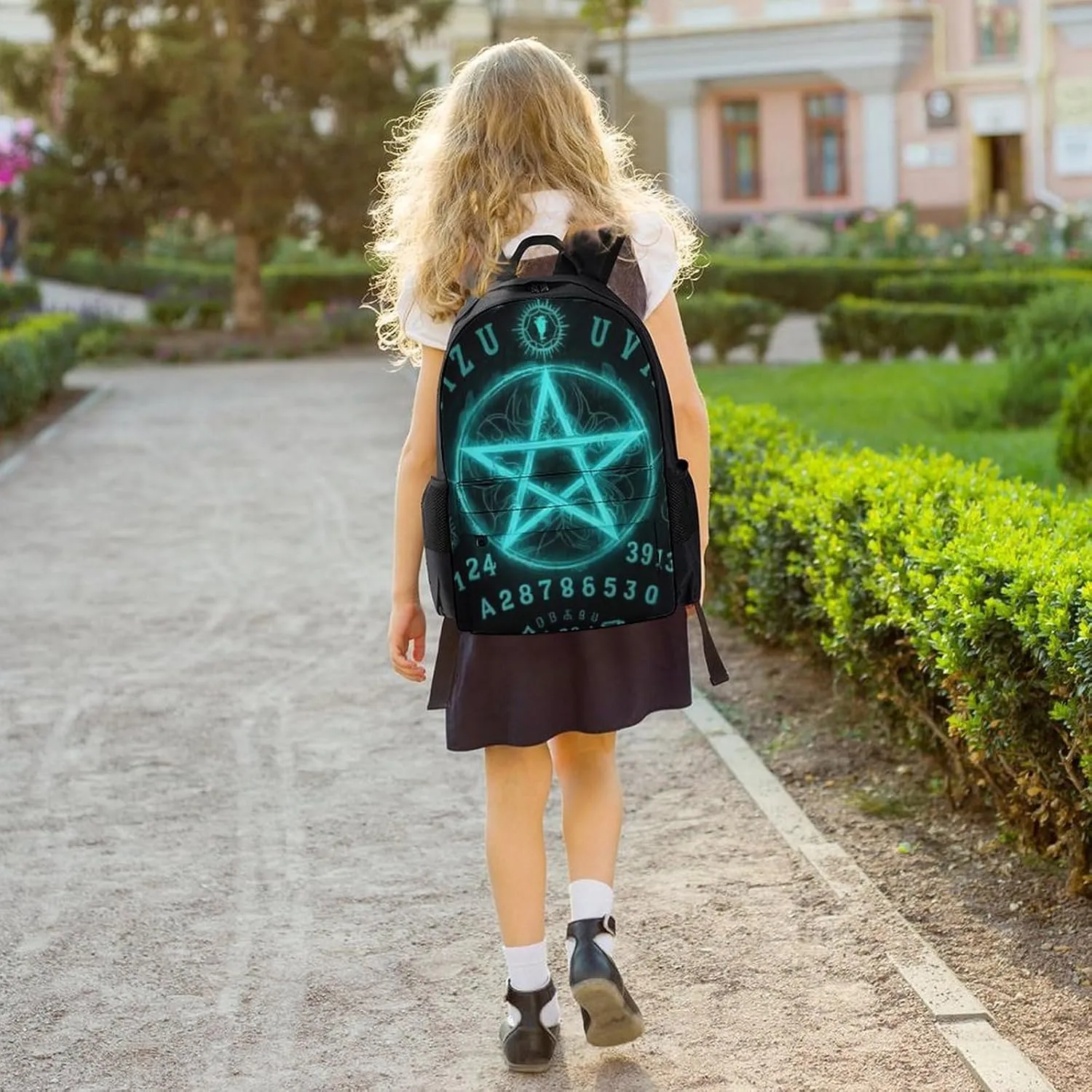 Men & Women Lightweight Magic Spirit Board Witch Art Casual Daypack Large Capacity Bookbag With Adjustable Shoulder Straps for Gym Business Bicycle