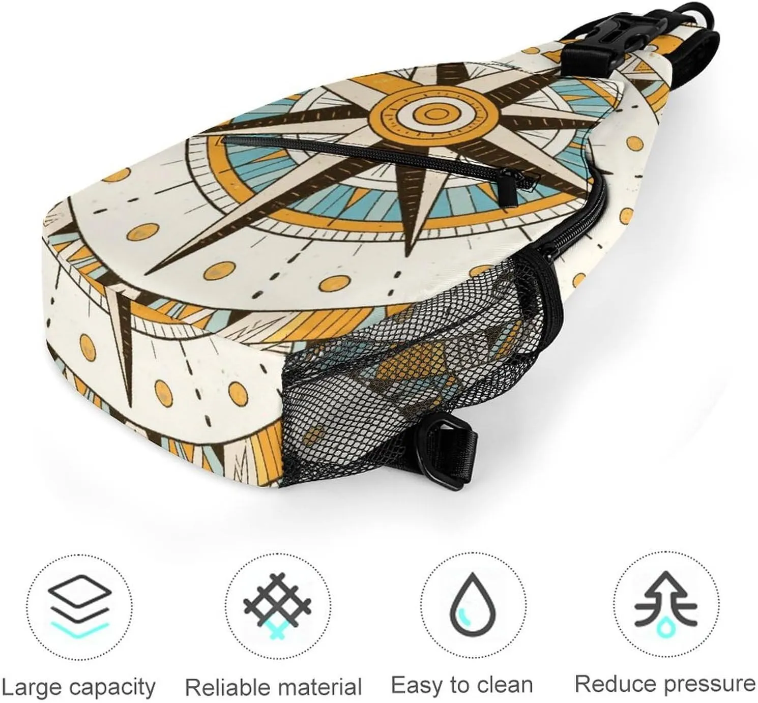 Men & Women Travel Backpack Camping Outdoor Bag, Vintage Compass Art Sling Bag Daypack for Travel Hiking - Compact Tote Bags Backpack