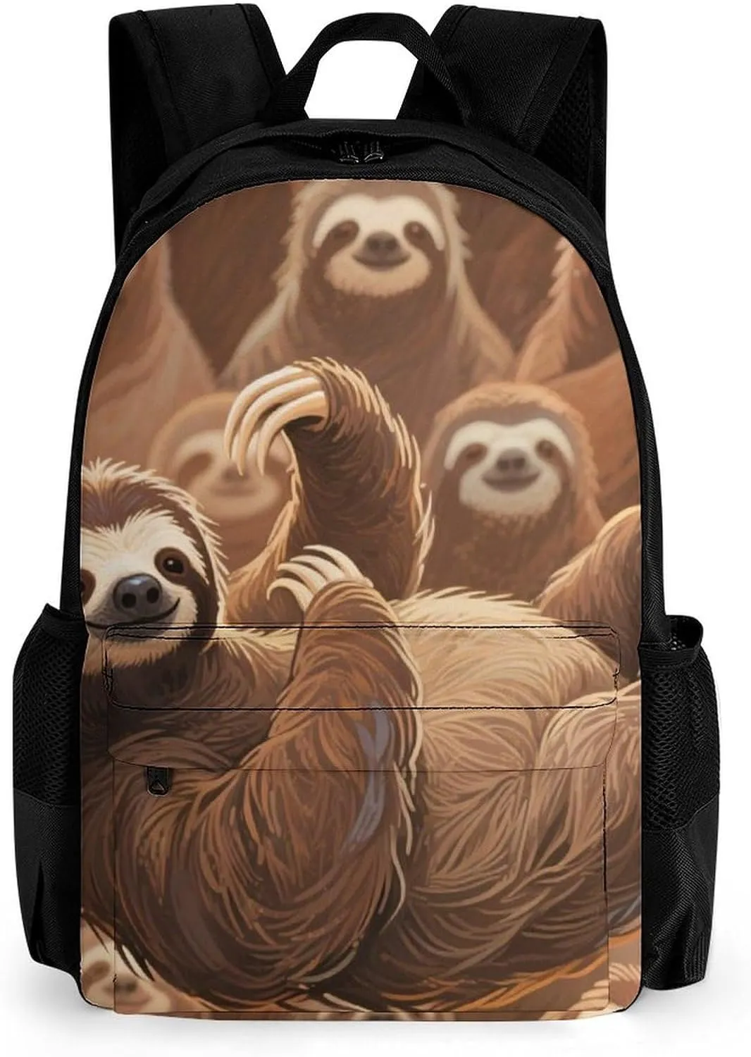 Men Women Lightweight Animals Sloth Art Backpack Large Capacity Bookbag With Smooth Zippers for Gym Business Running