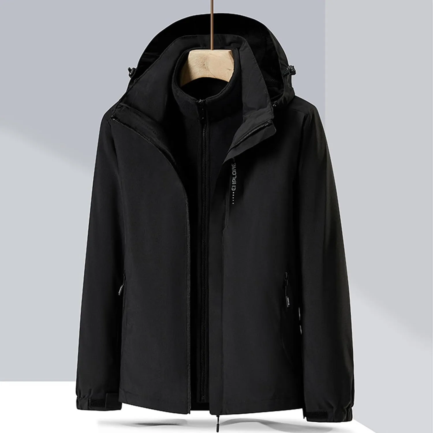Mens 2024 Winter Trench Coats Stylish Full Zip Up Windbreaker Jackets Plus Size Windproof Outdoor Hiking Travel Overcoats