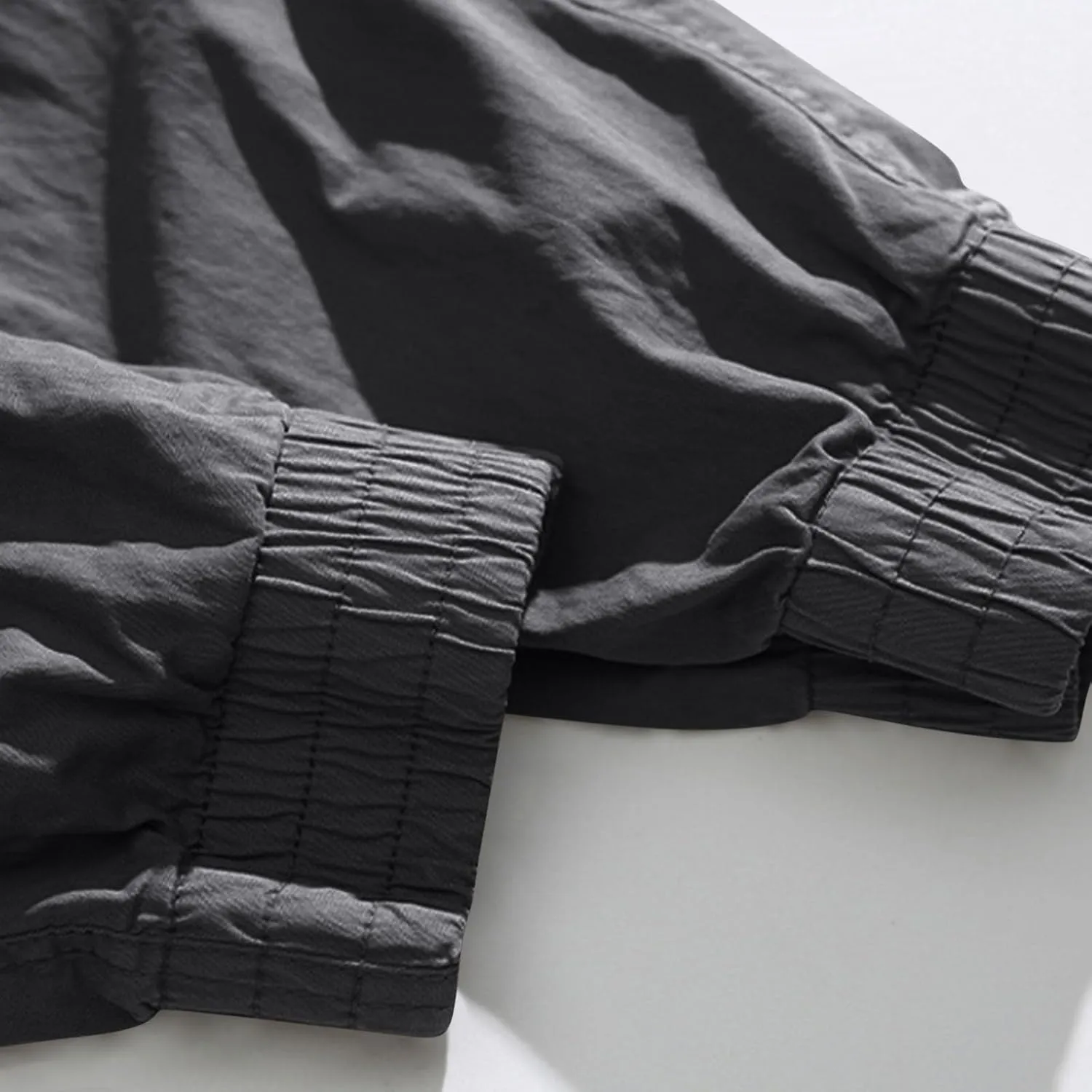 Mens Cargo Pants Drawstring Elastic Waist Work Joggers for Men Outdoor Camping Travel Trousers with Pocket
