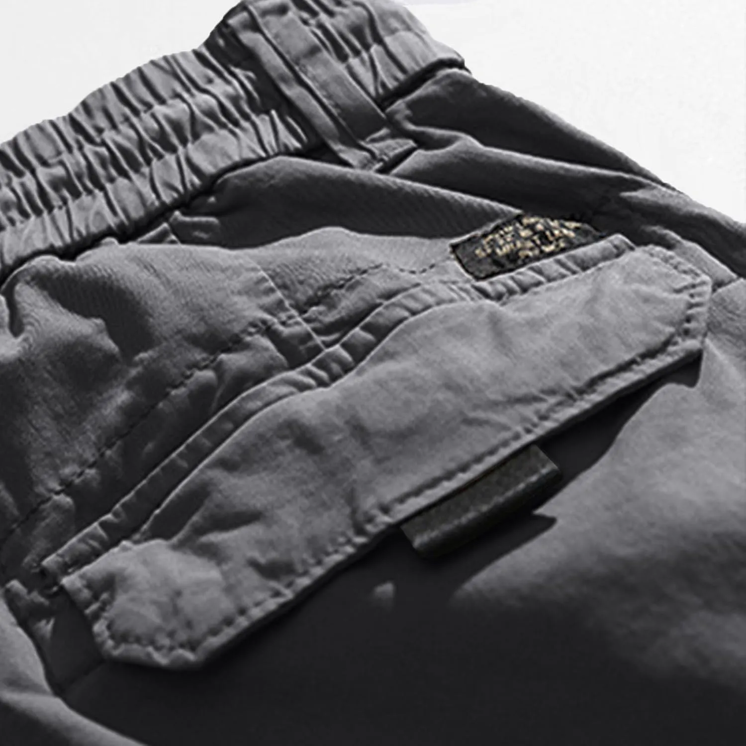 Mens Cargo Pants Drawstring Elastic Waist Work Joggers for Men Outdoor Camping Travel Trousers with Pocket