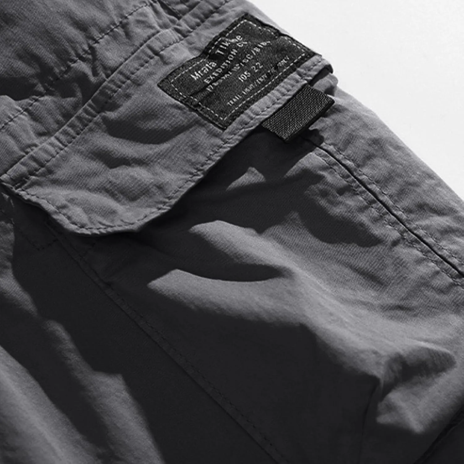 Mens Cargo Pants Drawstring Elastic Waist Work Joggers for Men Outdoor Camping Travel Trousers with Pocket