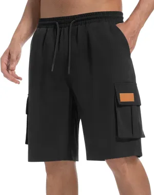 Mens Cargo Shorts Lightweight Stretch Hiking Shorts Casual Shorts Elastic Waistband 5 Pockets Work Shorts