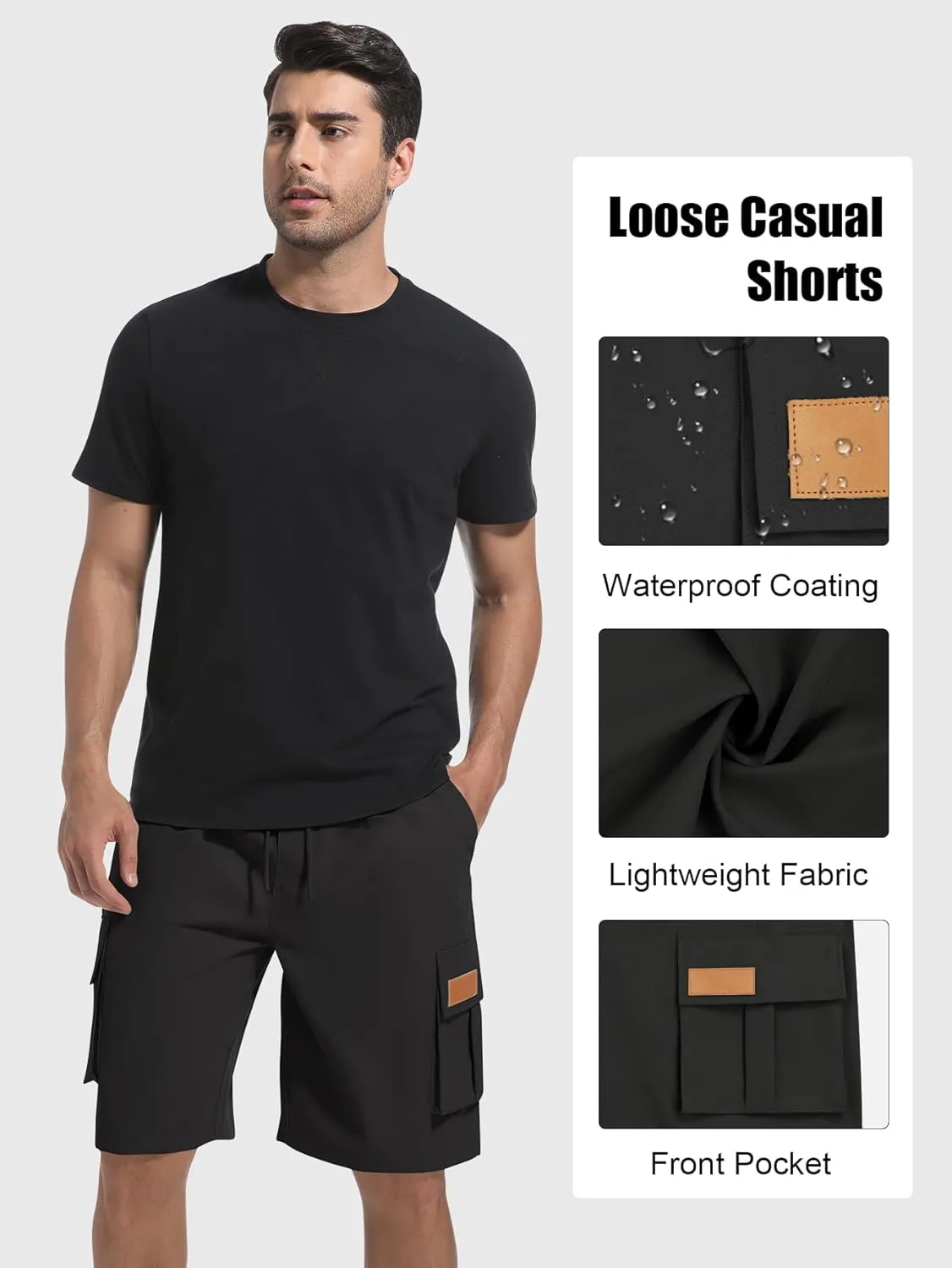 Mens Cargo Shorts Lightweight Stretch Hiking Shorts Casual Shorts Elastic Waistband 5 Pockets Work Shorts