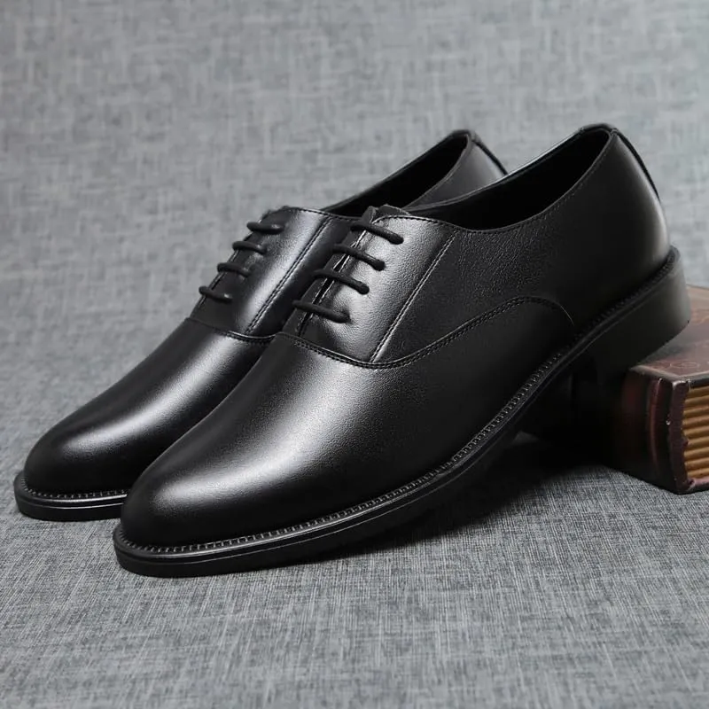Men's Dress Shoes Lace-up Prom Breathable French Leather Non Slip Block Heel Anti-Slip Slip Resistant Prom Wedding