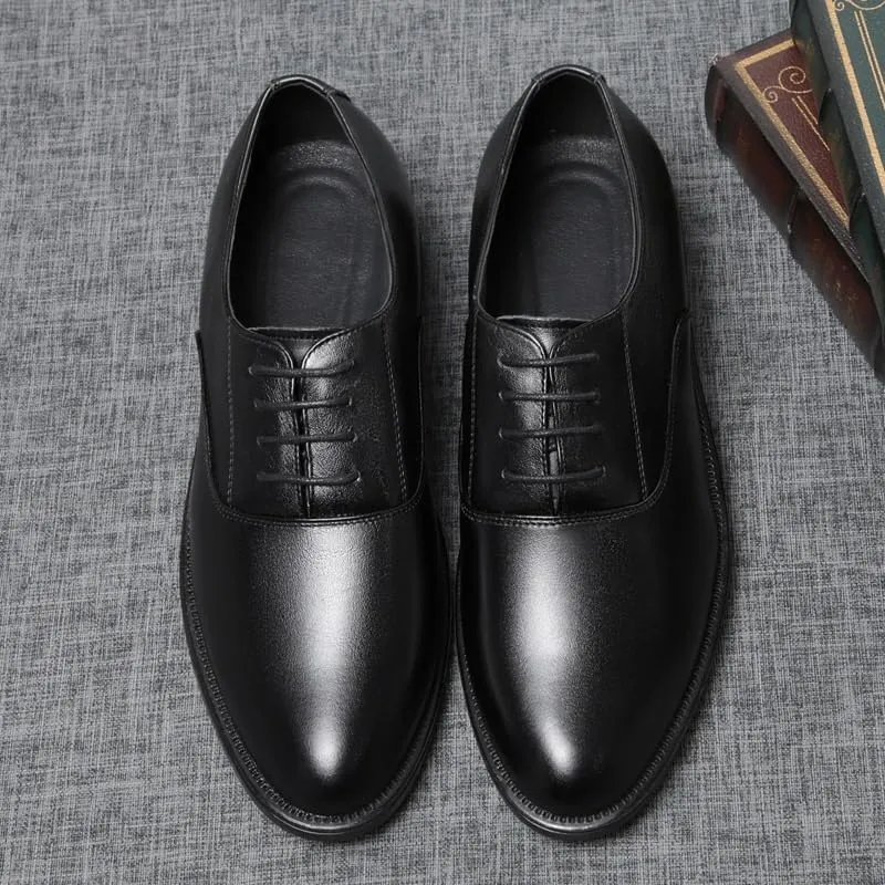 Men's Dress Shoes Lace-up Prom Breathable French Leather Non Slip Block Heel Anti-Slip Slip Resistant Prom Wedding