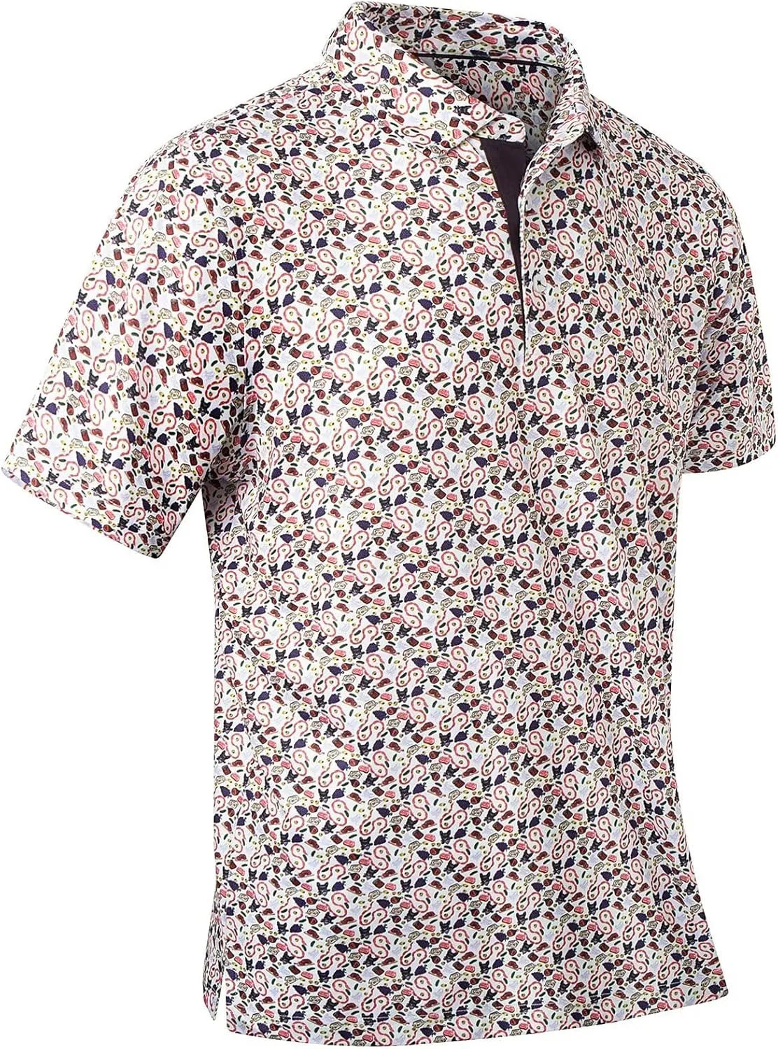 Mens Golf Shirts Quick Dry Moisture Wicking Casual Short Sleeve Performance Athletic Print Collared Stylish Men Polo Shirt