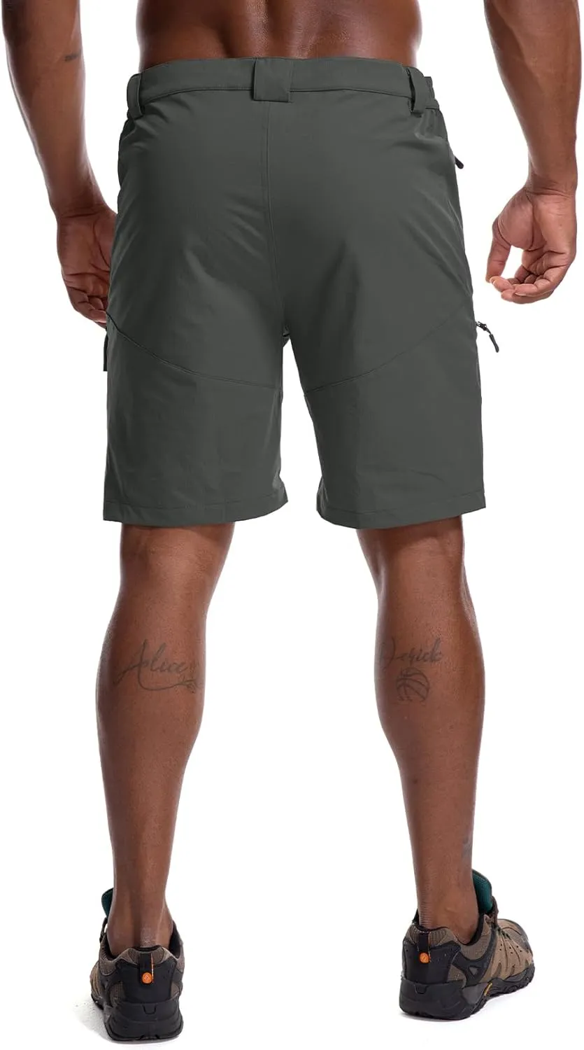 Men's Hiking Cargo Shorts 8" Lightweight Outdoor Work Shorts for Men Travel Golf Tactical Casual with 5 Zipper Pockets