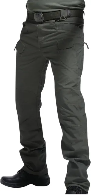 Mens Hiking Pants Casual Stylish Chino Twill Multi Pockets Cargo Pant Big and Tall Solid Straight Legs Sweatpants