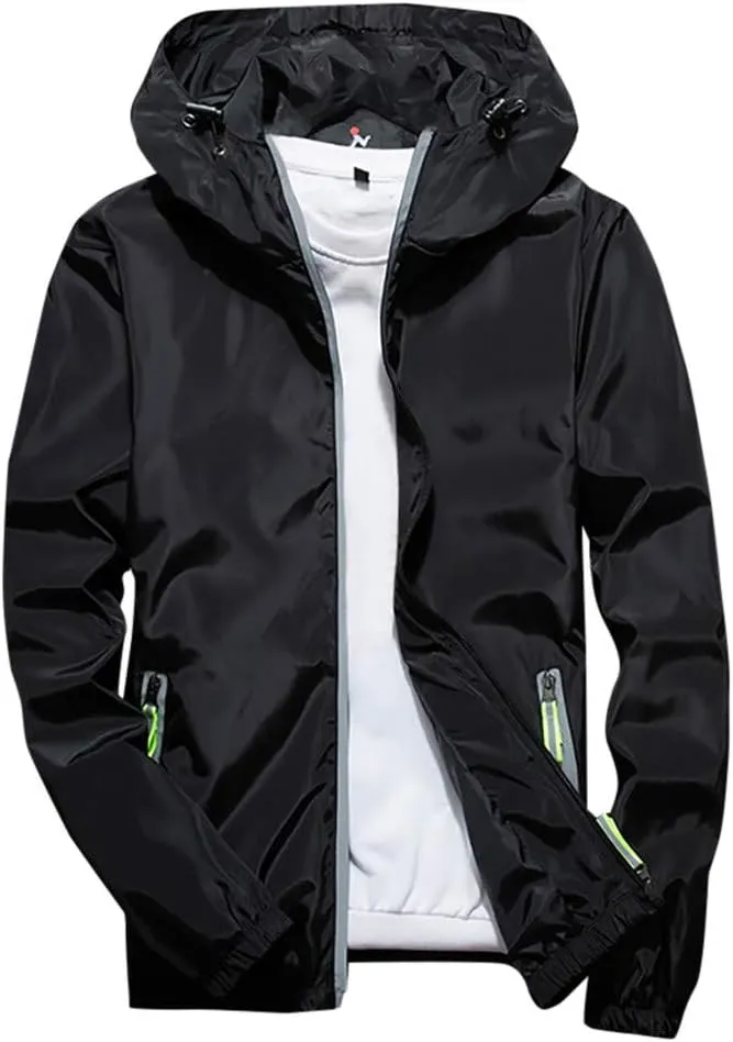Men's Jacket Winter Rain Plus Size Jacket Windbreaker Lightweight Shell Raincoat With Hood For Golf Hiking Travel, M-7XL