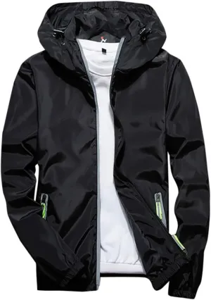 Men's Jacket Winter Rain Plus Size Jacket Windbreaker Lightweight Shell Raincoat With Hood For Golf Hiking Travel, M-7XL
