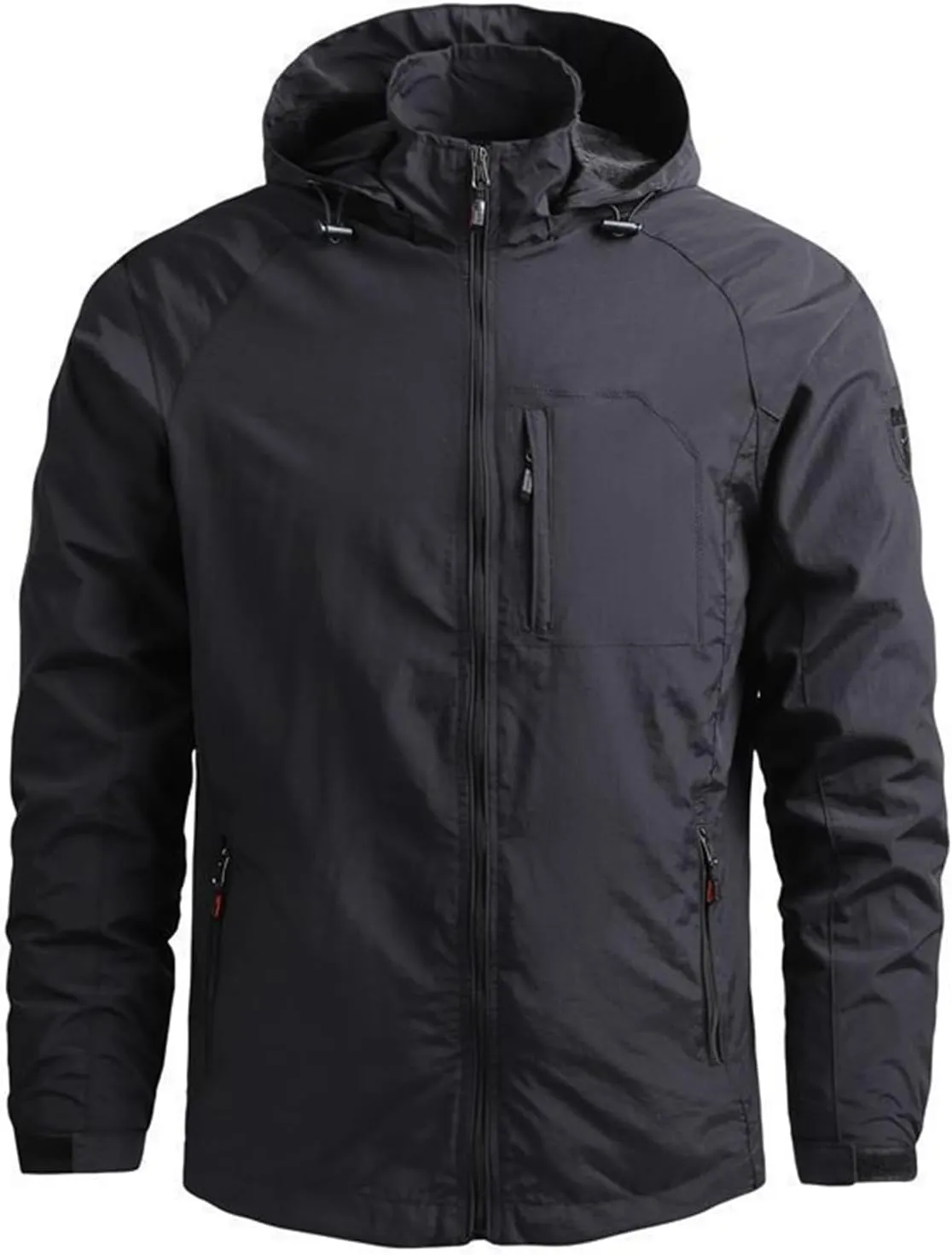 Mens Waterproof Rain Jacket Lightweight Packable Breathable Hooded Shell Jacket Windproof Durable for Hiking Travel Outdoor