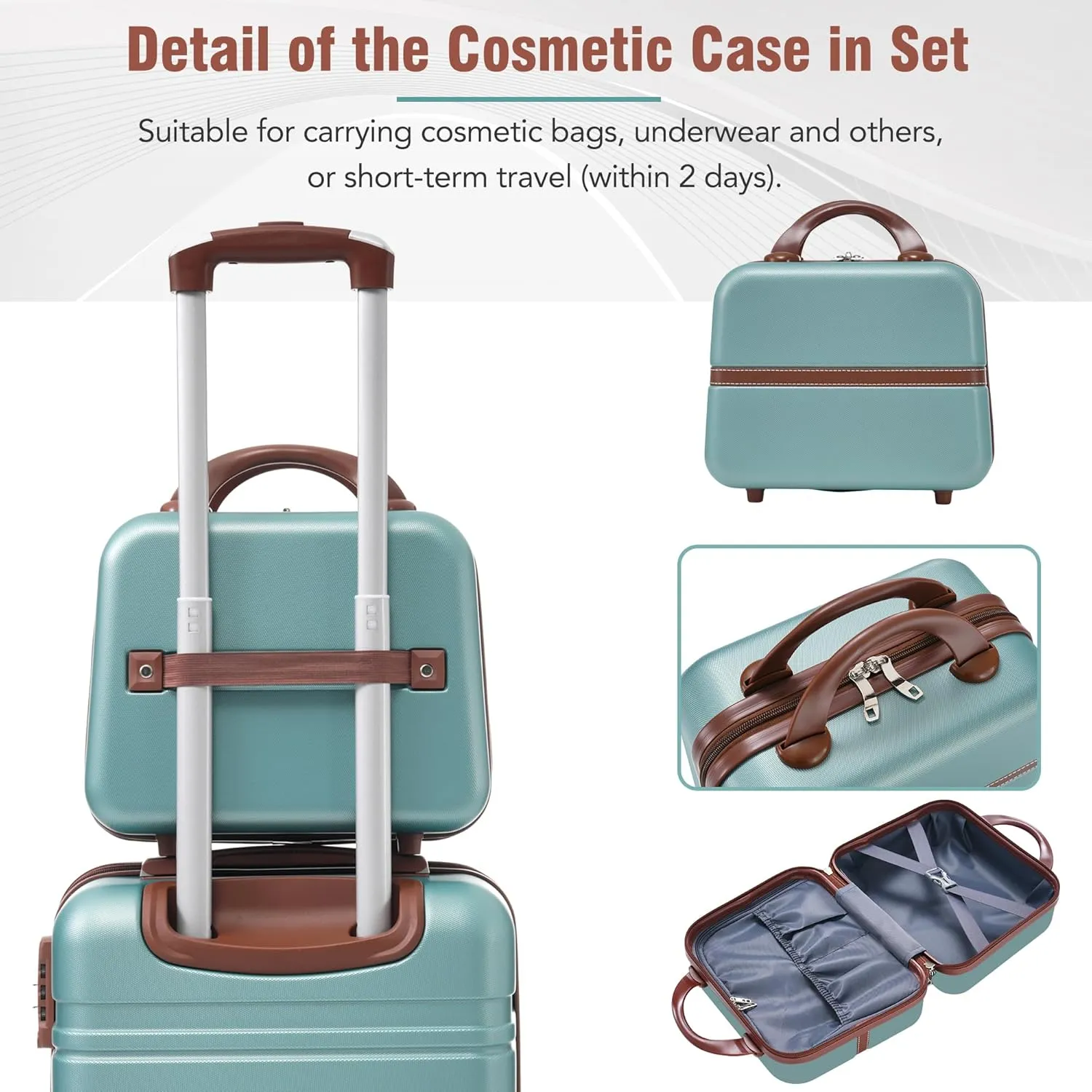 Merax Luggage 4Pc Hardshell Suitcase Travel with TSA Lock, Light Blue, 4-Piece Set