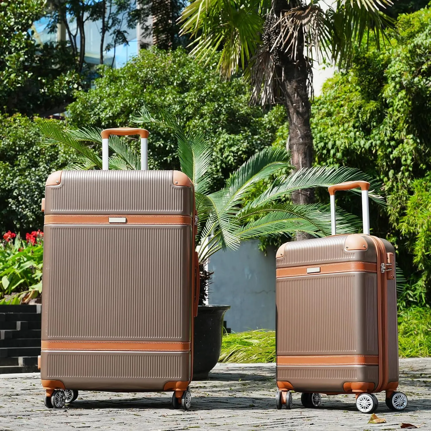 Merax Sets Hardshell Suitcase for Women with TSA Lock Carry On Luggage 20/24/28 Inch, Coppery