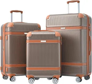 Merax Sets Hardshell Suitcase for Women with TSA Lock Carry On Luggage 20/24/28 Inch, Coppery