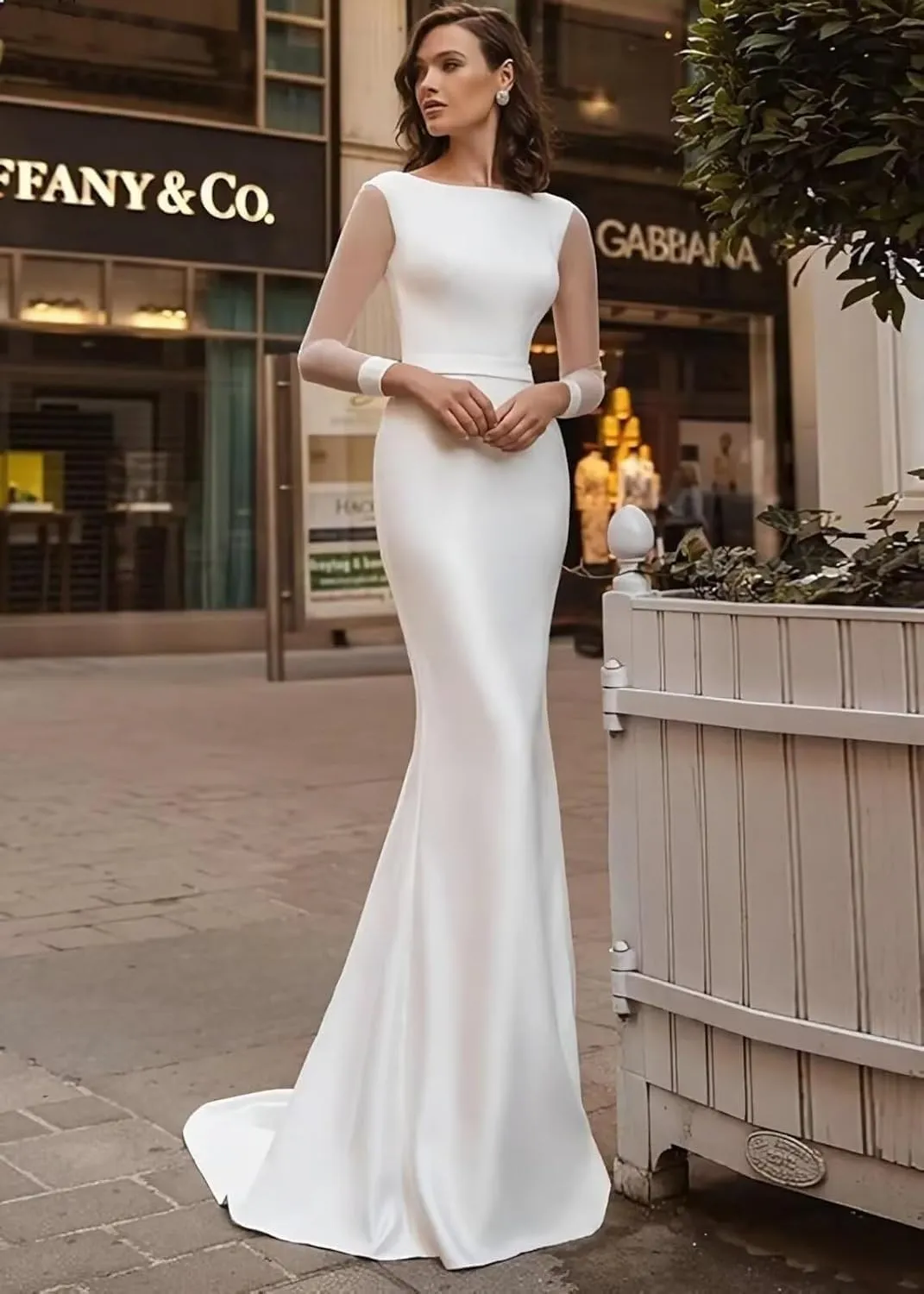 Mermaid Wedding Dresses for Bride Lace Beach Tulle Applique V-Neck Boho Bridal Dress for Bride with Train