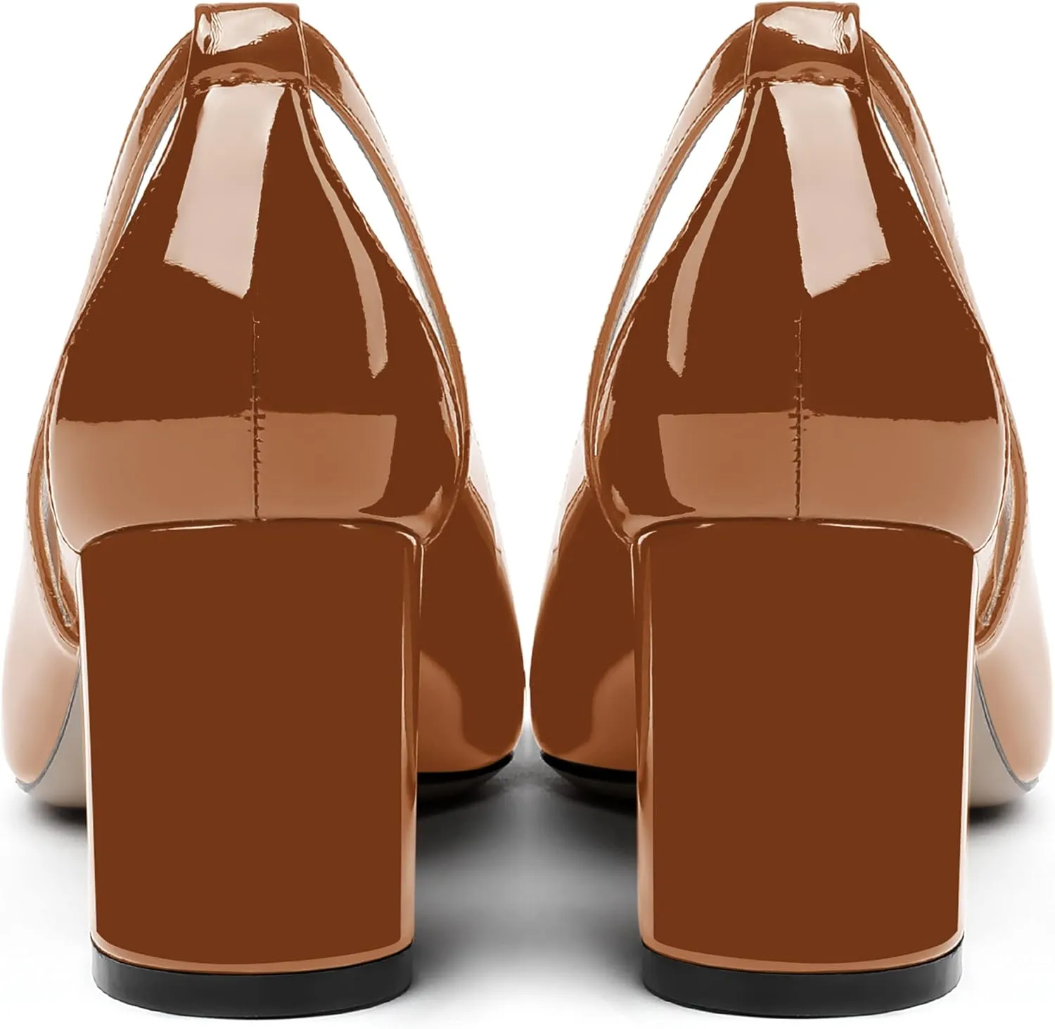 MERRORI Women's Pointed Toe Sexy Chunky Patent Party Evening Mid Heel Cut Out Evening Party Shoes Slip On Pumps Shoes 2.5 Inch
