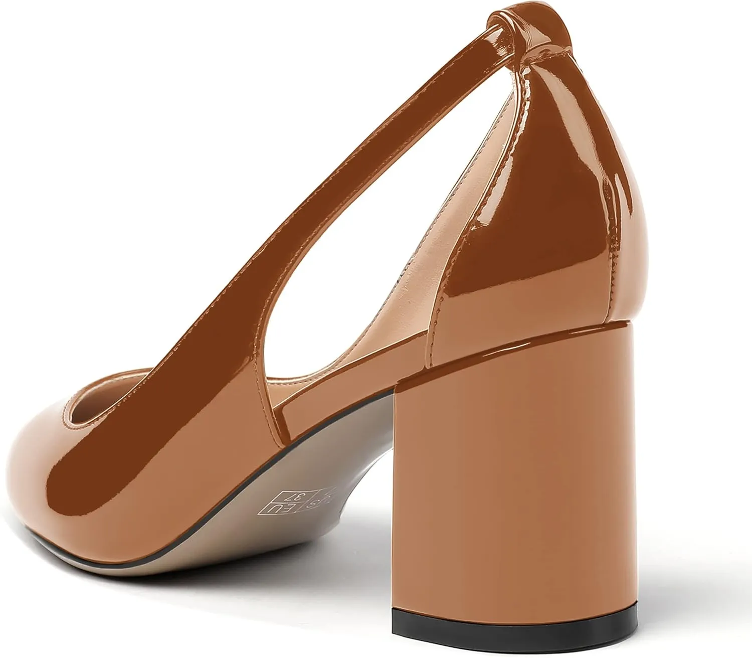 MERRORI Women's Pointed Toe Sexy Chunky Patent Party Evening Mid Heel Cut Out Evening Party Shoes Slip On Pumps Shoes 2.5 Inch