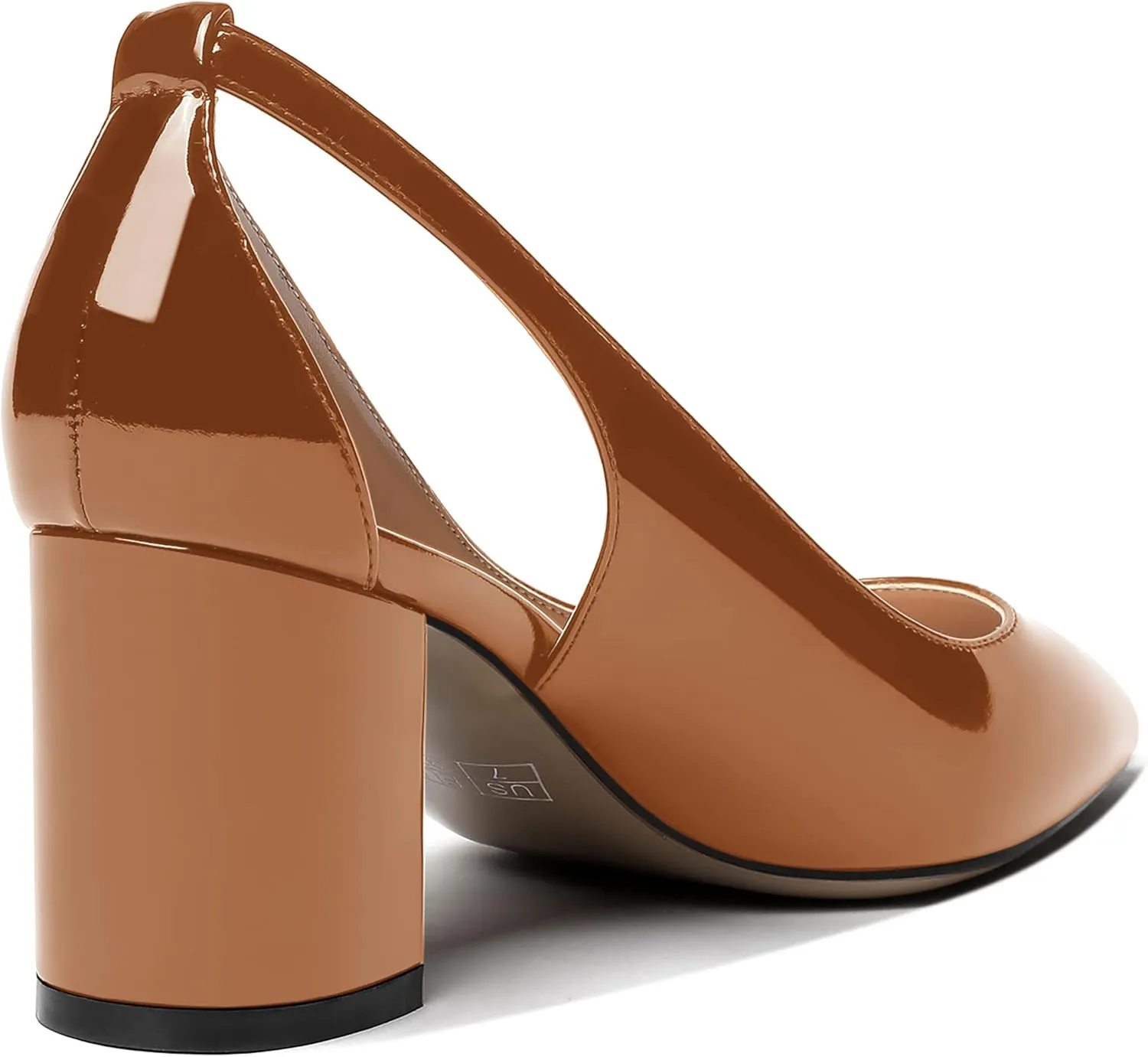 MERRORI Women's Pointed Toe Sexy Chunky Patent Party Evening Mid Heel Cut Out Evening Party Shoes Slip On Pumps Shoes 2.5 Inch