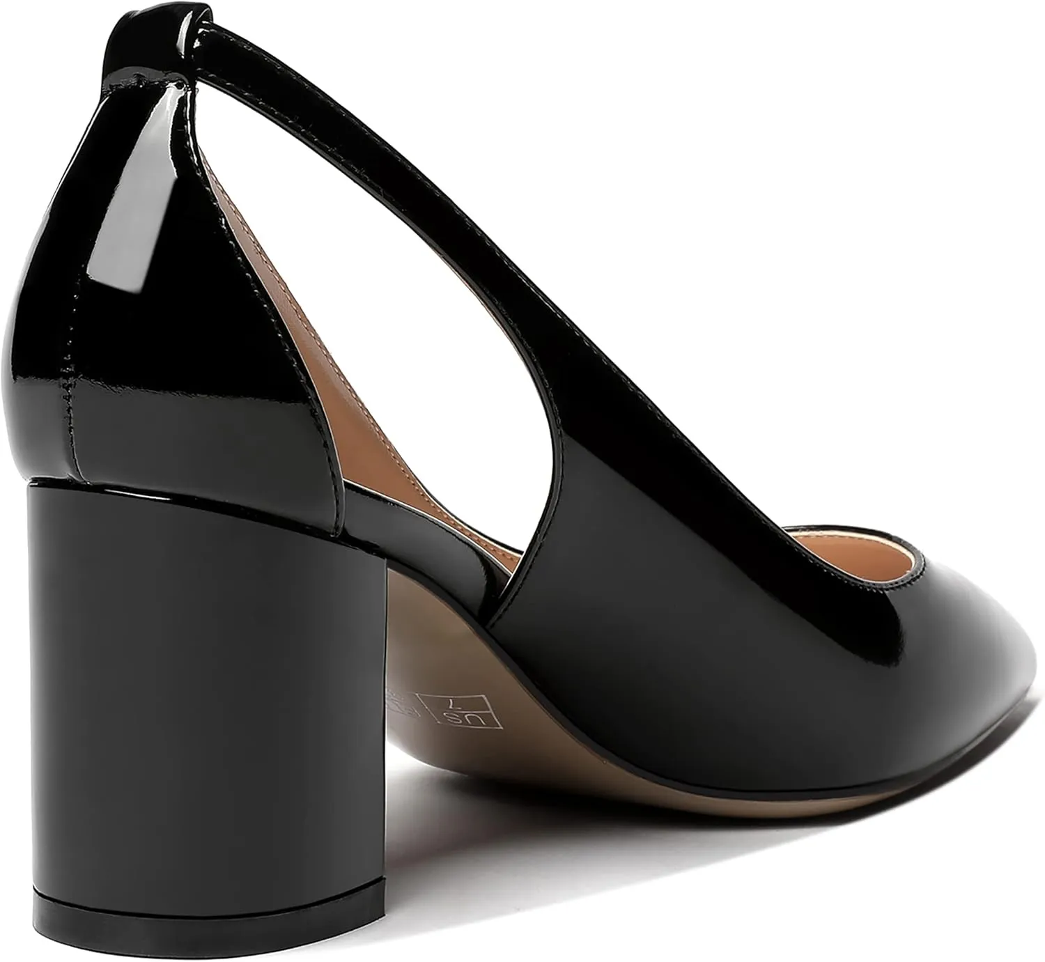 MERRORI Women's Pointed Toe Sexy Chunky Patent Party Evening Mid Heel Cut Out Evening Party Shoes Slip On Pumps Shoes 2.5 Inch