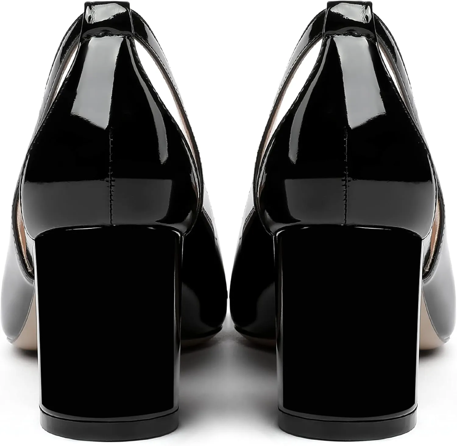 MERRORI Women's Pointed Toe Sexy Chunky Patent Party Evening Mid Heel Cut Out Evening Party Shoes Slip On Pumps Shoes 2.5 Inch