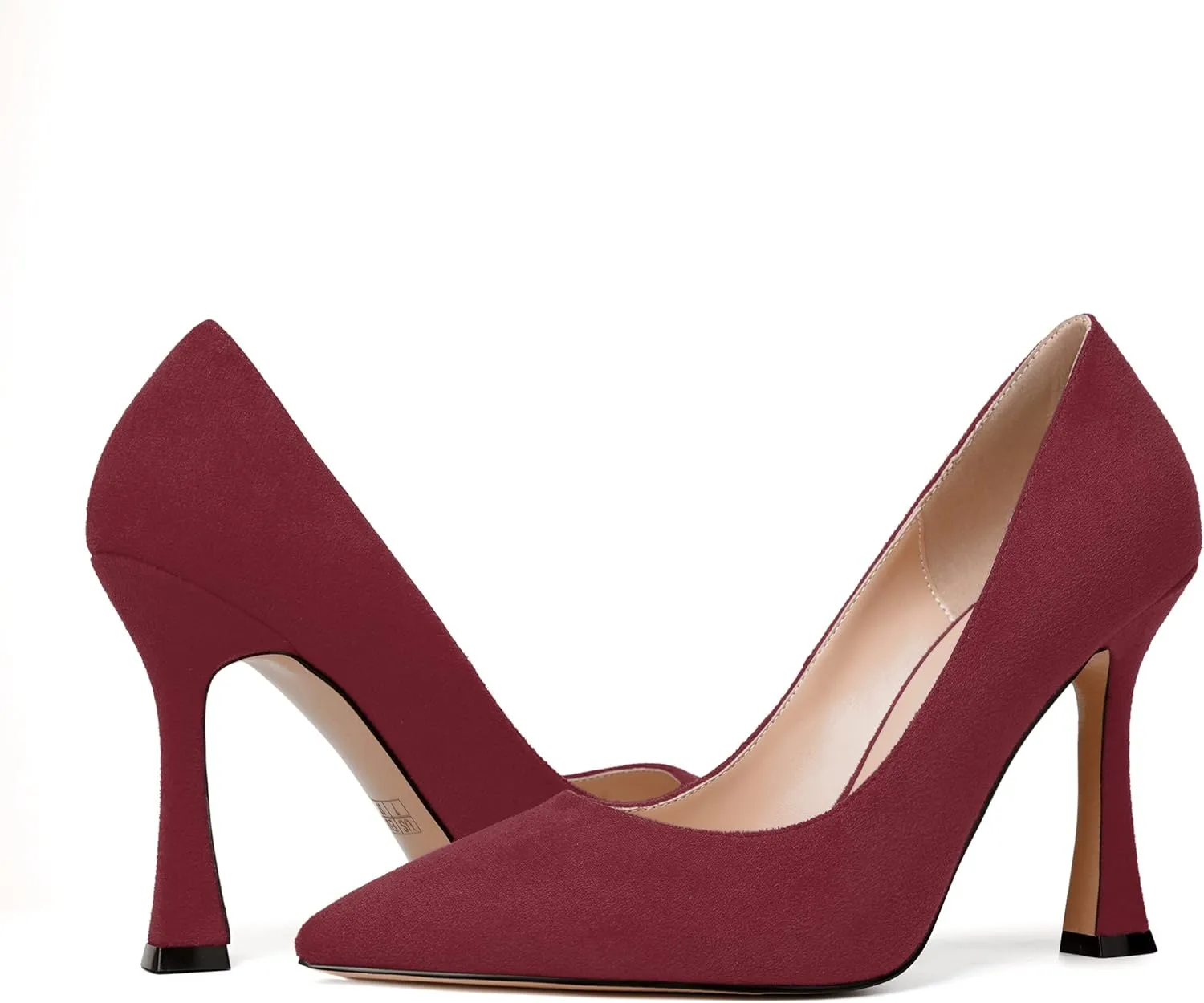 MERRORI Women's Stiletto High Heels Pointed Toe Solid Dress Suede Evening Slip On Heel Pumps Shoes 4 Inch