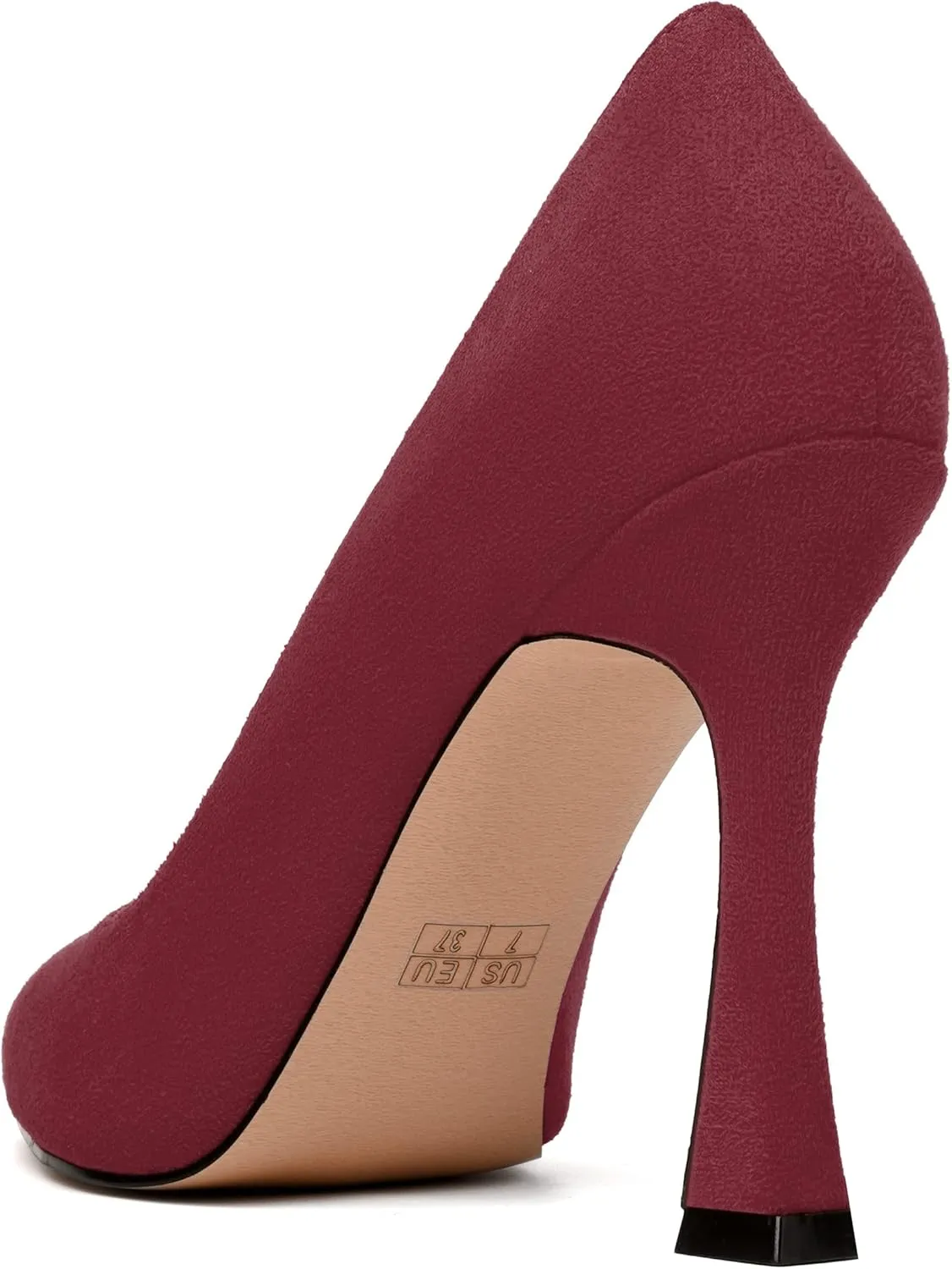 MERRORI Women's Stiletto High Heels Pointed Toe Solid Dress Suede Evening Slip On Heel Pumps Shoes 4 Inch