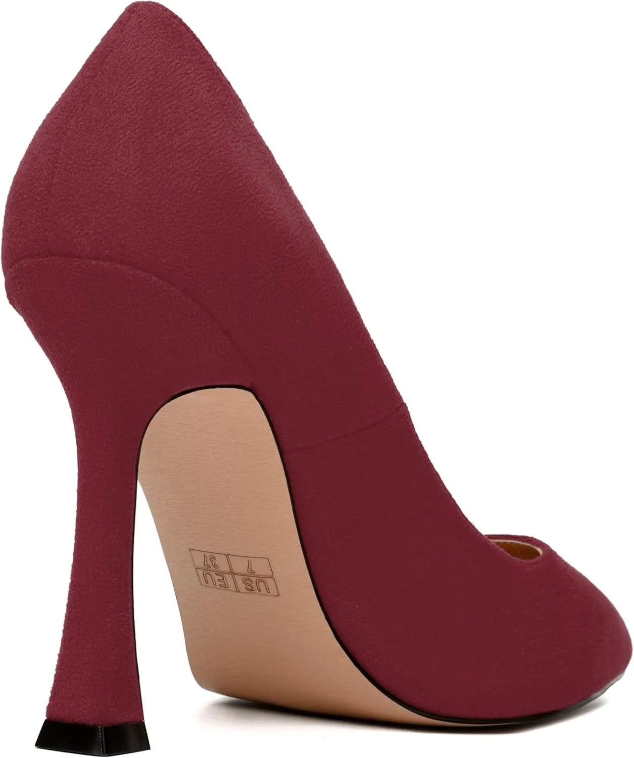 MERRORI Women's Stiletto High Heels Pointed Toe Solid Dress Suede Evening Slip On Heel Pumps Shoes 4 Inch