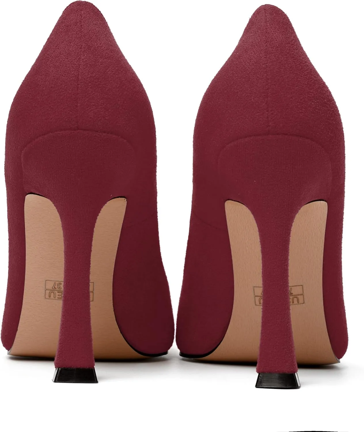 MERRORI Women's Stiletto High Heels Pointed Toe Solid Dress Suede Evening Slip On Heel Pumps Shoes 4 Inch