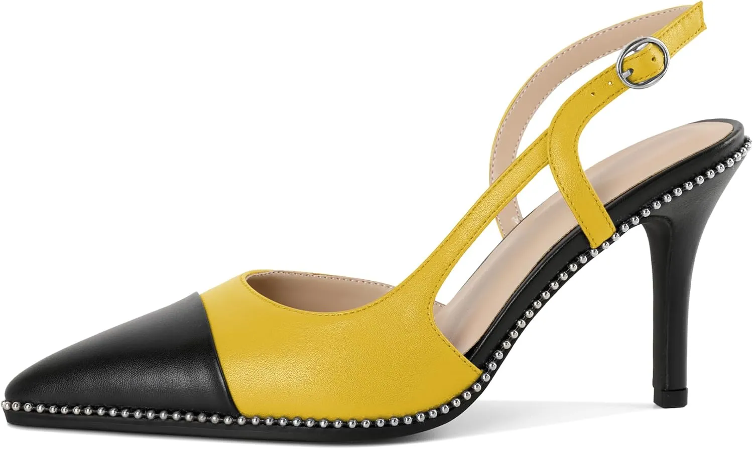 Mettesally Slingback Pumps 3 Inches Stilettos Sexy Evening Heels for Women Beaded