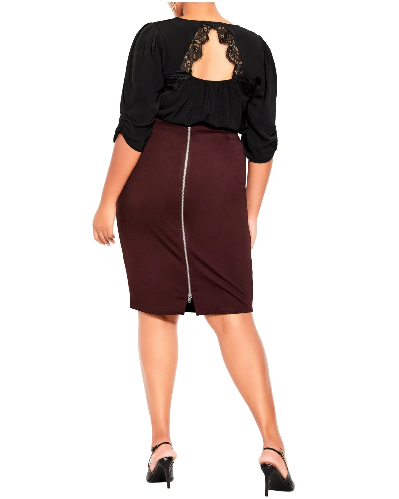 Midi Pencil Skirt | Dark Ruby