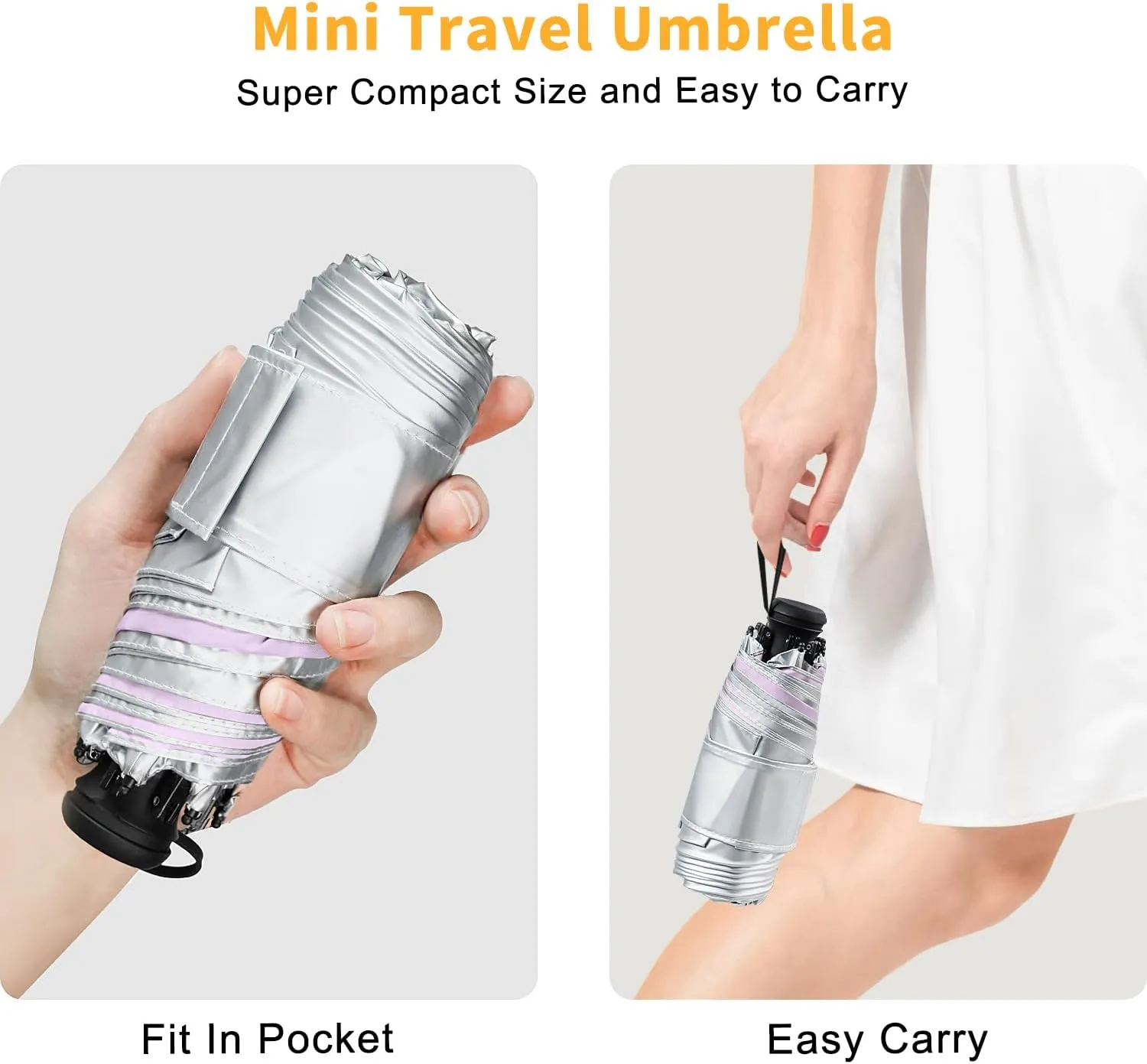 Mini Travel Umbrella - UPF 50  Sun Protection Compact Manual Open Small Sun Umbrella