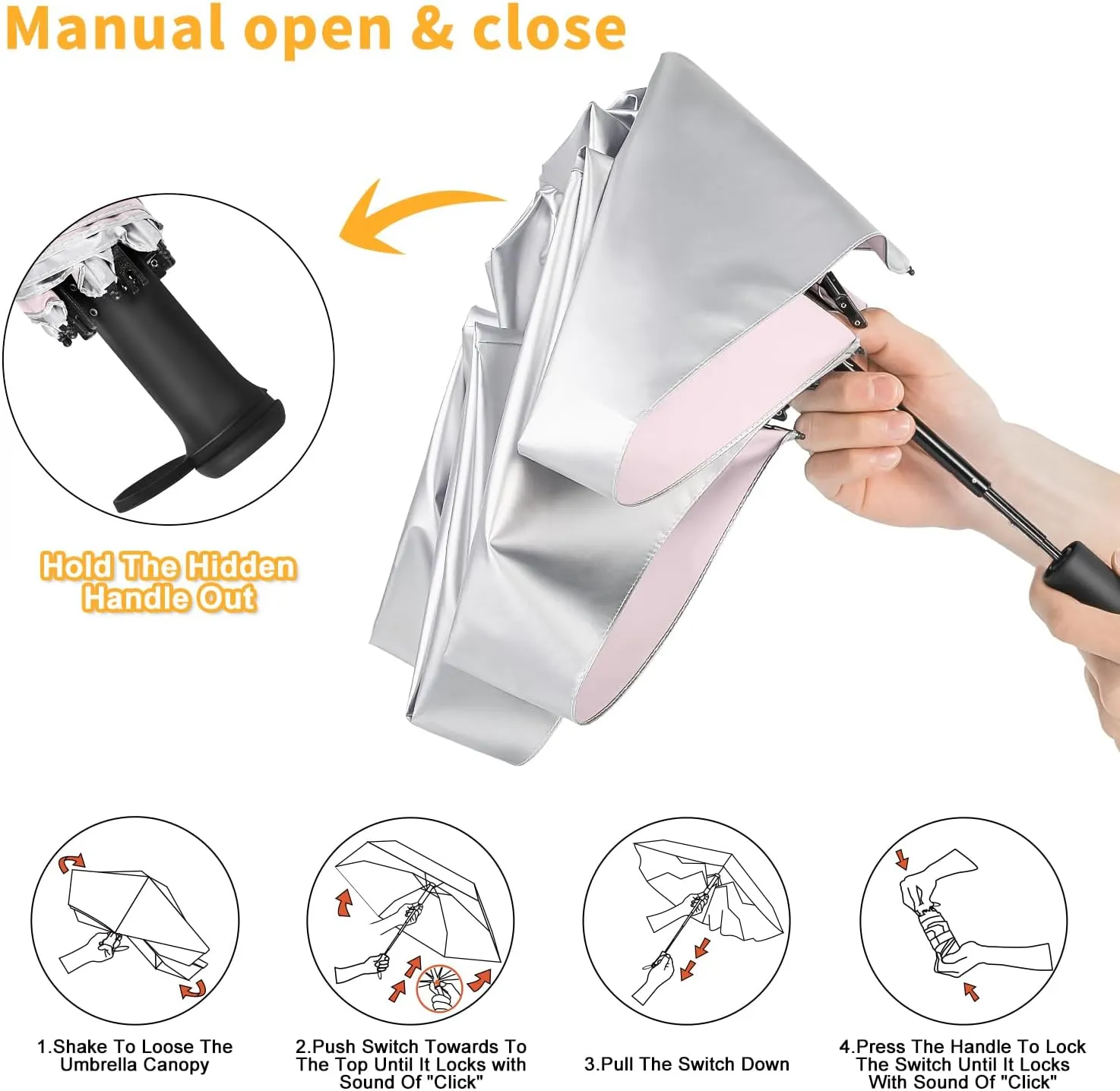 Mini Travel Umbrella - UPF 50  Sun Protection Compact Manual Open Small Sun Umbrella