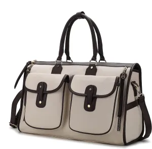 MKF Collection Color Block Duffle Bag for Women Fashion, Designer Vegan Leather Large Ladies Stylish Weekender Carry-on bag