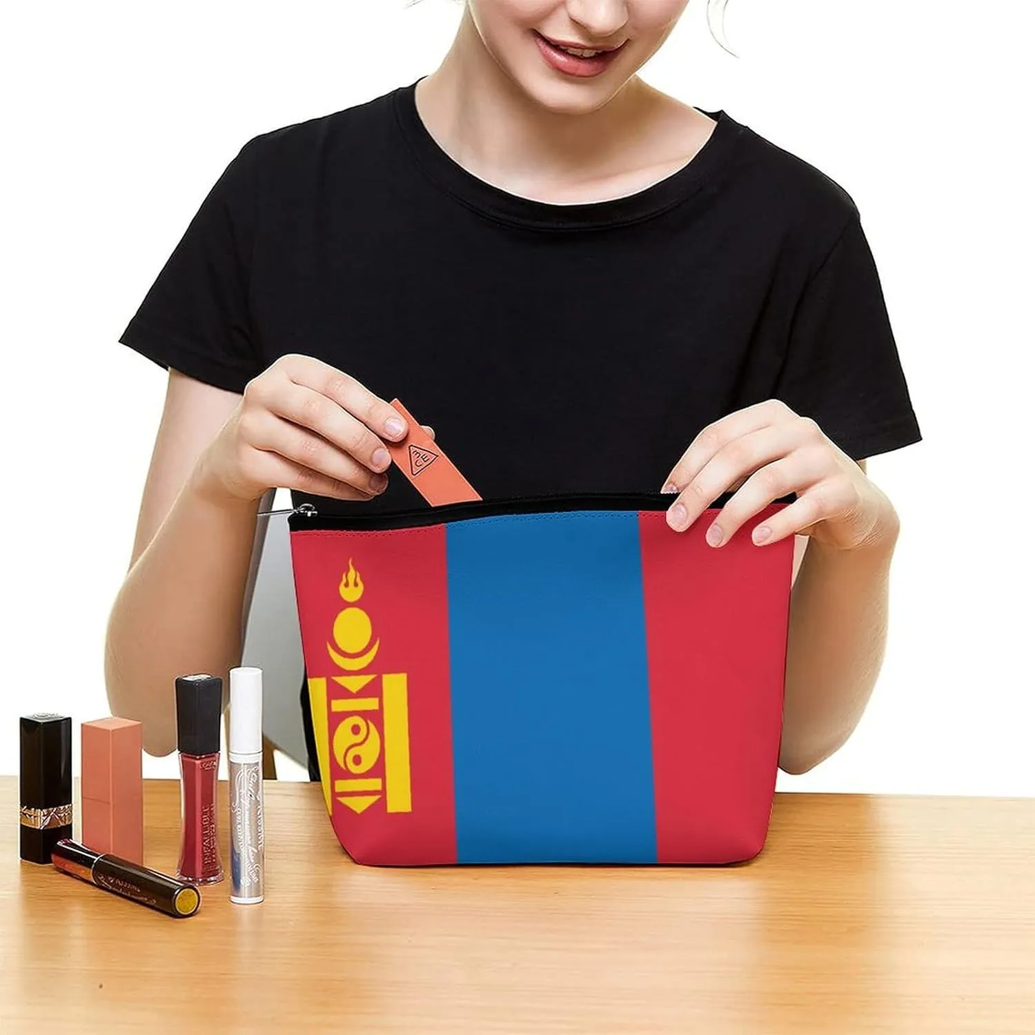 Mongolia Flag Travel-Friendly Cosmetic Bag Zipper Makeup Organizer Pouch for Women