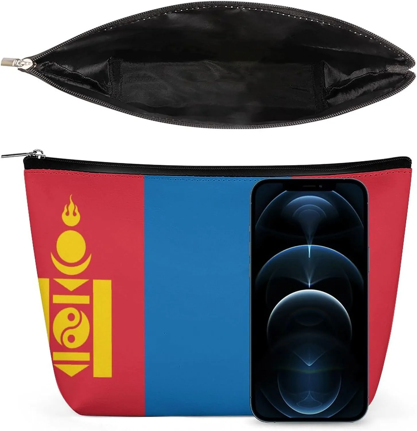 Mongolia Flag Travel-Friendly Cosmetic Bag Zipper Makeup Organizer Pouch for Women