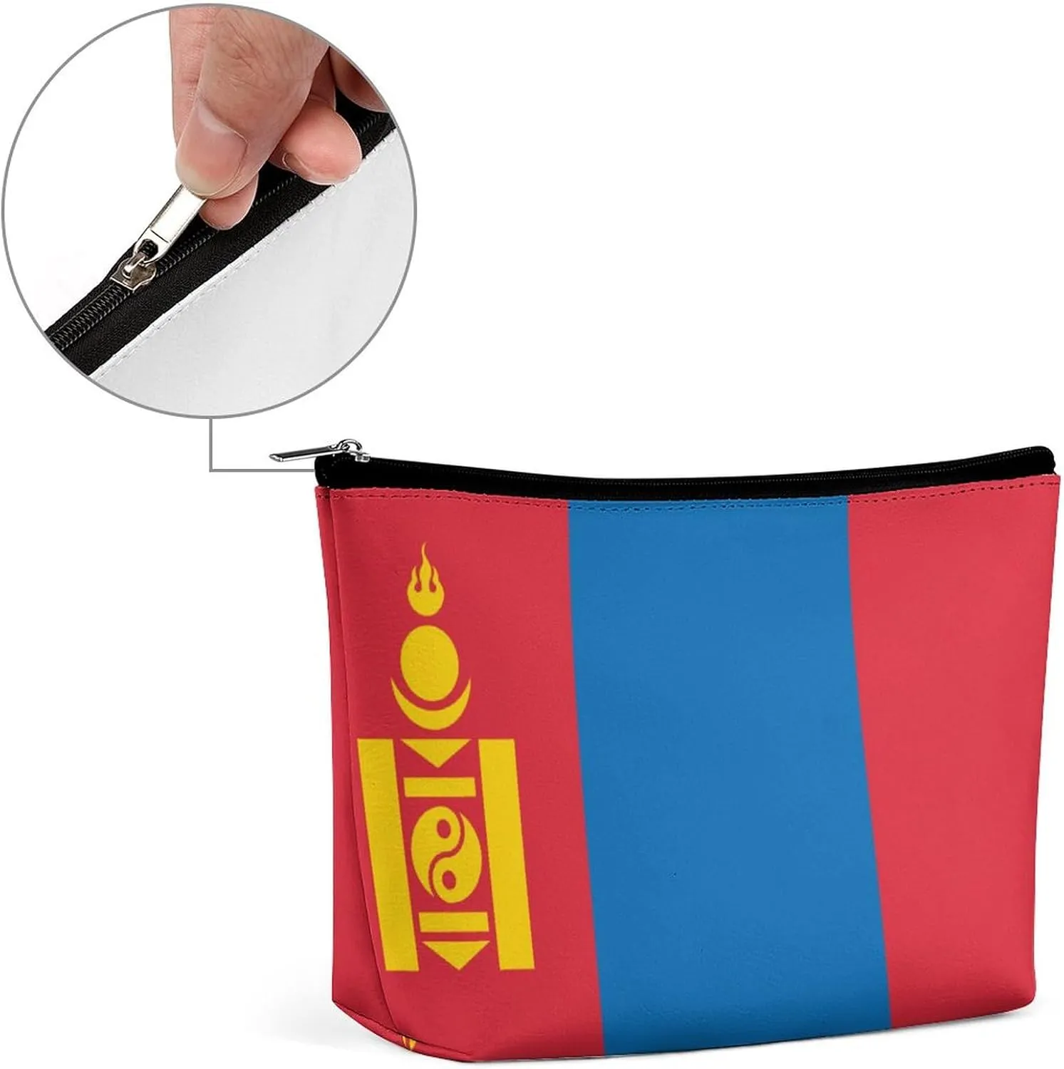 Mongolia Flag Travel-Friendly Cosmetic Bag Zipper Makeup Organizer Pouch for Women