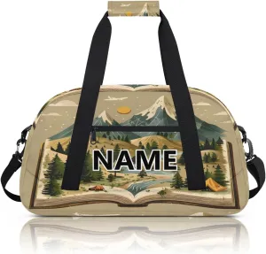 Mountain Nature Mini Gym Bag 18 inch for Women Men Waterproof Custom Abstract Boho Travel Duffel Bag Carry On Overnight Tote Nurse Bag for Work Fitness Hiking